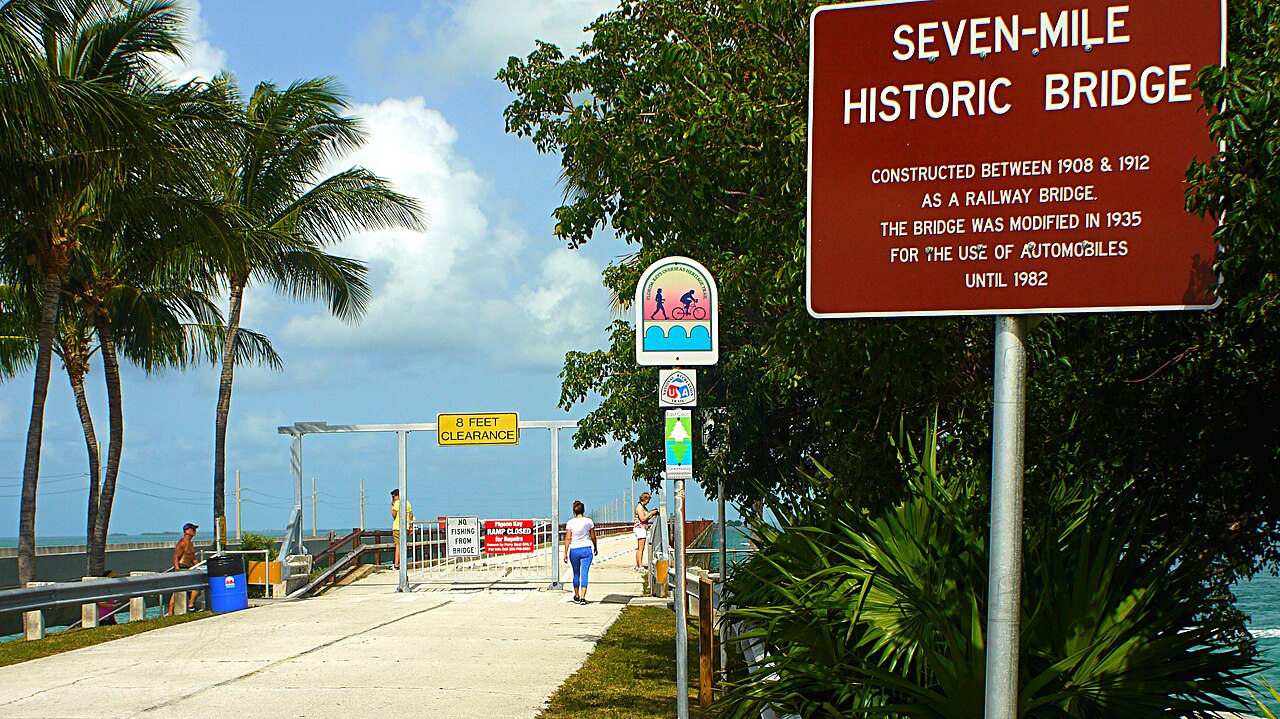 Entrance to the historic Seven Mile Bridge in the Florida Keys